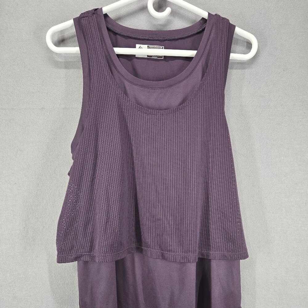 RBX Performance Women's Layered Racerback Tank Top, Plum/Eggplant Color, Large